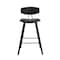 Armen Living Fox 28.5" Bar Height Black Faux Leather and Black Wood Mid-Century Modern Bar Stool LCFOBABLBL30 - alternate 2